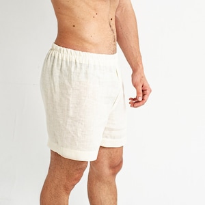 Man Underwear, Linen Shorts, Linen Underwear, Boxer shorts, Man Sleep Shorts, Pajama Shorts, Beige underwear Men&#39;s flax gift
