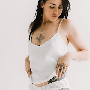 Basic Linen Top, Linen tank top, Linen Camisole, Linen Cami Top,Organic Linen Top, Linen spaghetti strap Top , Linen summer Top