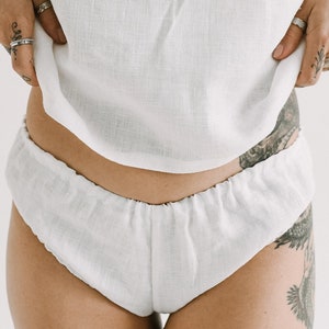 Linen Underwear, Women Linen Lingerie,  White Linen Panties, Linen Knickers For Women, Women's Linen Undies, Christmas Gift for Herr