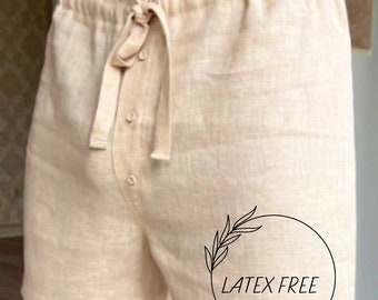 Latex free man underwear, Natural linen sleep shorts, Organic sleep boxer ,Linen underwear, Christmas Gift