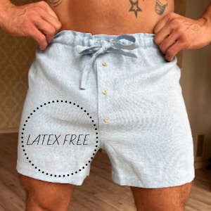 Latex free man underwear, Linen shorts with linen lace, Natural linen sleep shorts, Boxer shorts ,Linen underwear, Men&#39;s Christmas Gift