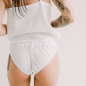 Women Linen Underwear, White Linen Panties, Women Linen Lingerie with elastic waist, Linen Knickers For Women, Women&#39;s Linen Undies