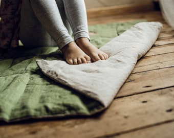 Hemp baby playing rug, Kids floor cushion