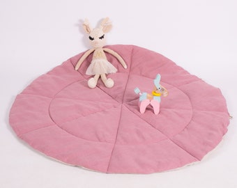 Tapis de jeu pour bébé en chanvre Tapis rond en chanvre Tapis de jeu biologique rempli de fibre de CHANVRE en tissu de lin non teint