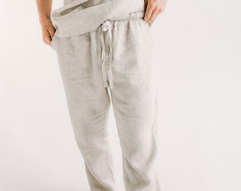 Natural Linen pants for men, Lounge pants, Summer outfit, Mans organic pants, Pajama trousers, Flax pant, Linen trouser,Yoga pants