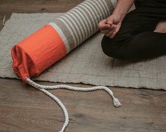 Hemp yoga mat and linen yoga bag/Natural organic yoga and meditation set/linen and hemp fiber/Eco-friendly mat/Yoga lover gift