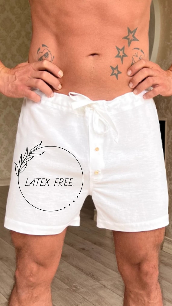 Buy White Linen Boxers Shorts, Latex Free Men Linen Briefs With