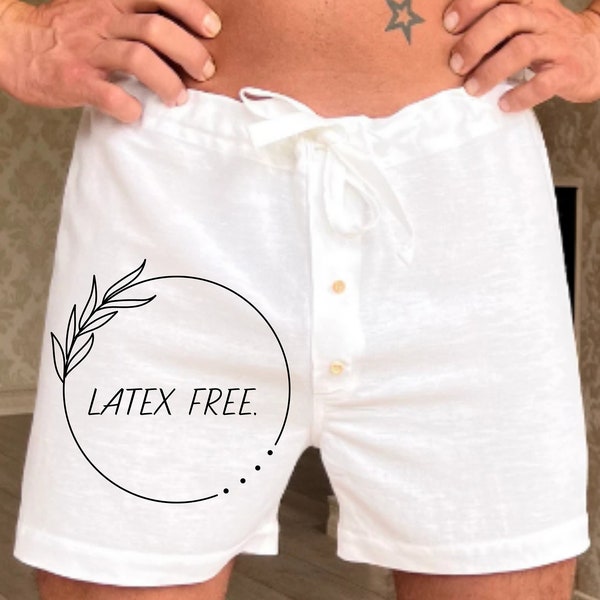 White linen boxers shorts, Latex free men linen briefs with linen lace, Cotton briefs, Organic men underwear,Linen men‘s underwear