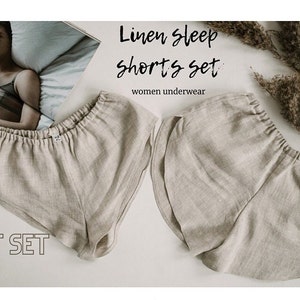 Completo da notte con pantaloncini in lino, intimo femminile, set regalo per lei