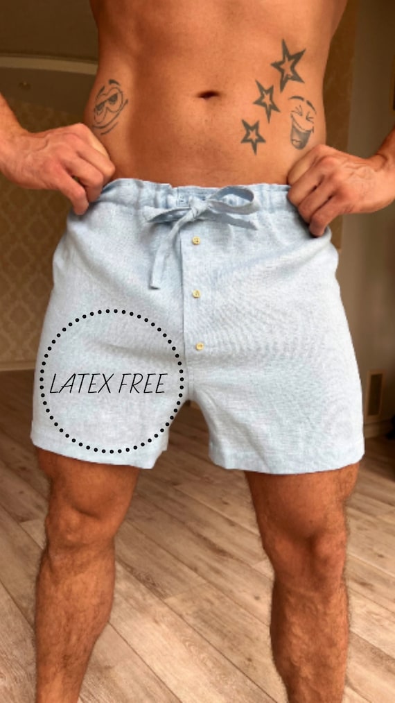 Latex Free Man Underwear, Linen Shorts With Linen Lace, Natural