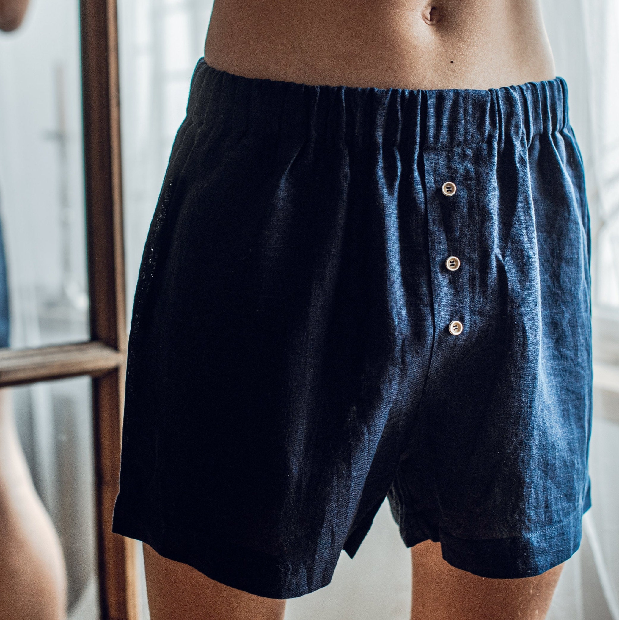 Men's Boxers Linen Sleep Shorts White Underpants for Men Organic Boxer  Briefs Underwear SET Gift for Boyfriend 