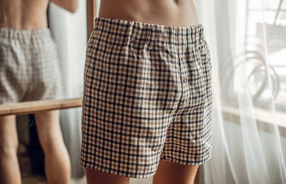 Linen Men Underwear, Pajama Sleep Shorts, Custom Boxers Briefs, Valentine's  Day Gift 