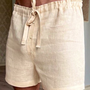 Natural linen boxers shorts, Latex free men linen briefs with linen lace, Cotton briefs, Organic men underwear,Linen men‘s underwear