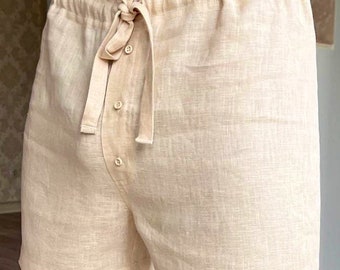 Natural Linen Boxer Shorts, Latex Free, Organic Underwear