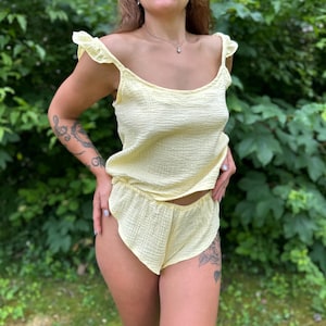 Muslin sleep Top, Basic Cotton Top, Muslin tank Top, Pajamas cotton top, Organic Muslin Top, Natural Cotton Summer Top