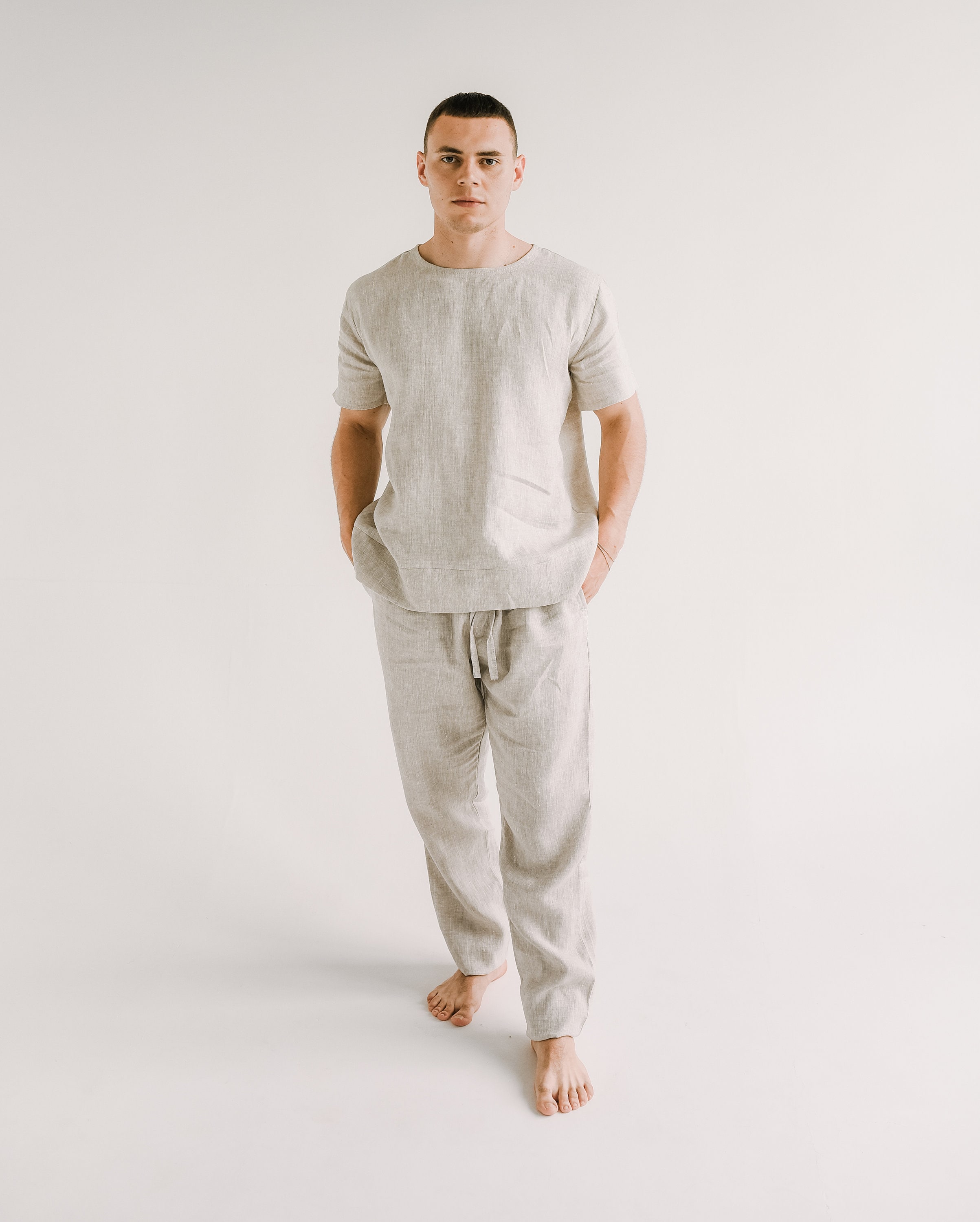 Mens linen pyjama bottoms sales