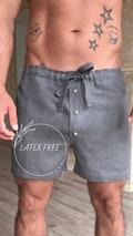 Latex free Man Underwear, Linen Shorts with Linen Drawstring, Natural linen sleep shorts, Organic Boxer Shorts ,Linen underwear product logo