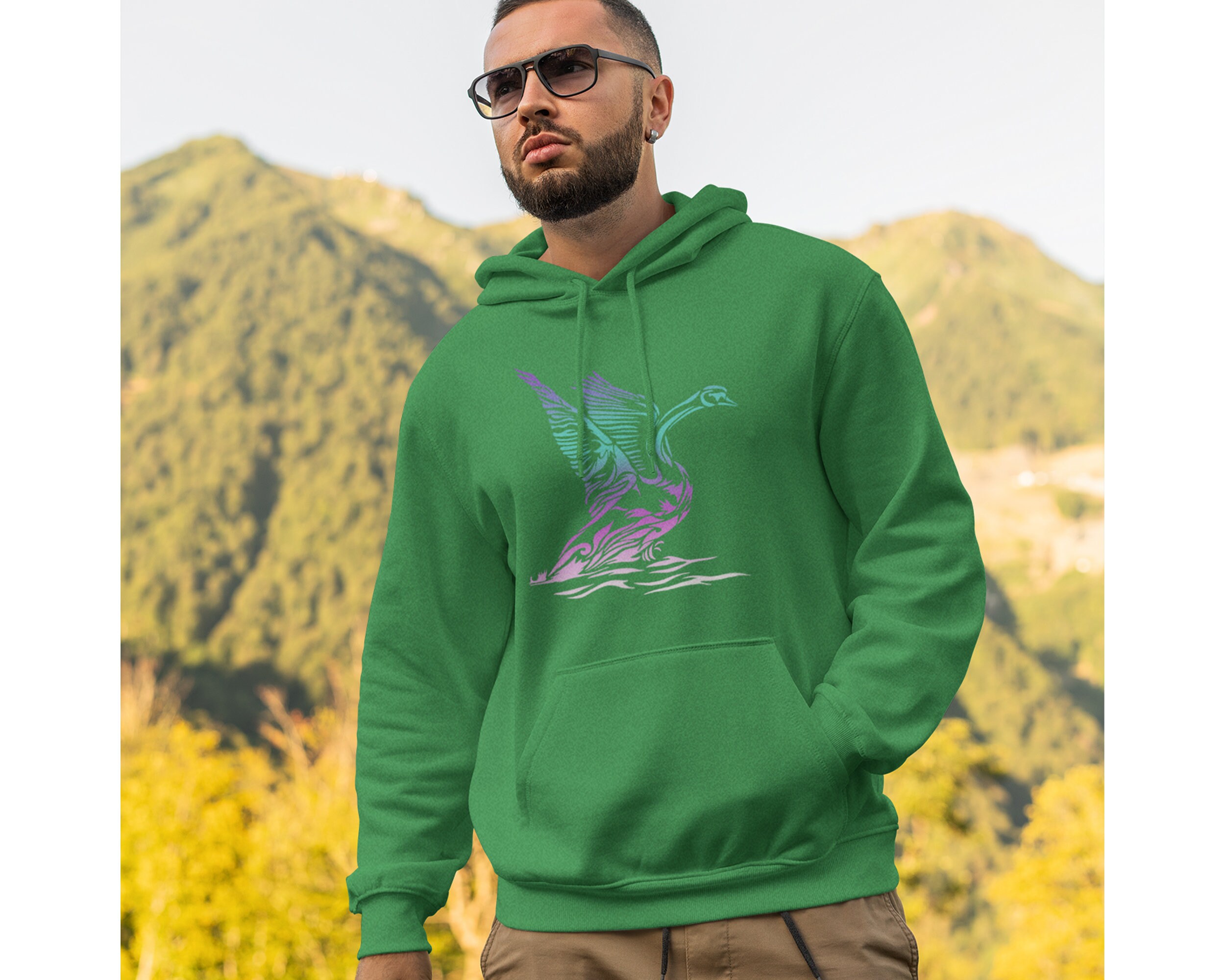 green and white hoodie