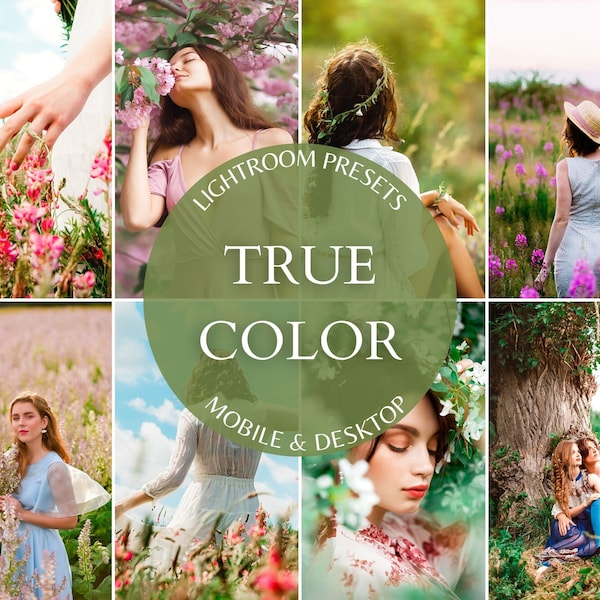 10 Lightroom Presets TRUE COLOR Preses Desktop & Mobile Presets Bright Color Instagram Presets Vibrant Spring for Blogger DNG Spring Filter