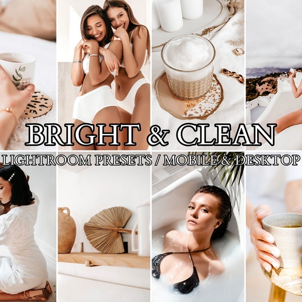 15 Mobile Presets BRIGHT & CLEAN Desktop Lightroom-Presets für Blogger, Light Airy Filter, Clean Tone Presets Reinigen Weiß Instagram-Filter