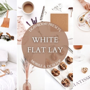 15 mobila förinställningar VIT PLAT LAY-förinställning Skrivbordsförinställning för bloggare Vit bakgrund Förinställningar för produktfotografering Naturligt ljus produktförinställning