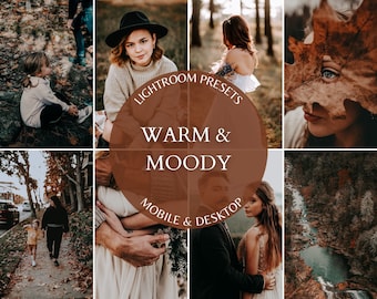 15 Mobile Presets WARM & MOODY Presets Photographer Desktop Presets Warm Preset For Bloggers Moody Editing Filter Fall Theme For Instagram