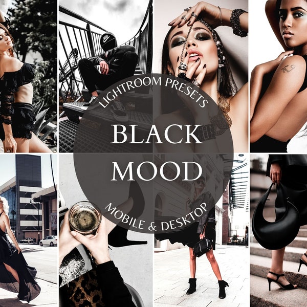 15 Lightroom Presets BLACK MOOD Preset Mobile & Desktop Preset Minimal Black Instagram Filter Beauty Fashion Preset Lifestyle Blogger Filter