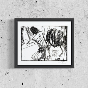 The Beggar Woman, Original Charcoal Drawing