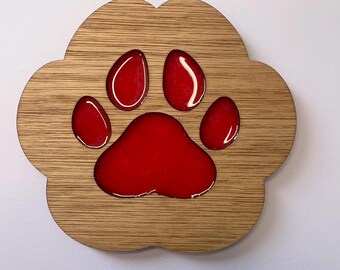 Dessous de verre en bois sur le thème des chiens - Dessous de verre faits main en bois et en résine pour animaux de compagnie - Cadeau pour amoureux des chiens et des chats