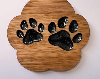 Dessous de verre en bois sur le thème des chiens - Dessous de verre faits main en bois et en résine pour animaux de compagnie - Cadeau pour amoureux des chiens et des chats