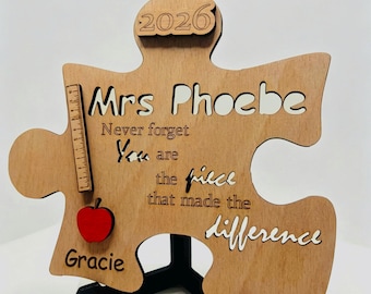 Plaque souvenir personnalisée pour professeur | Cadeau de fin d'année pour enseignant | Enseigne en bois personnalisée pour enseignant