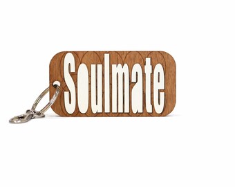 Porte-clés SOULMATE en bois personnalisé - Découpe personnalisée - Porte-clés pour couples
