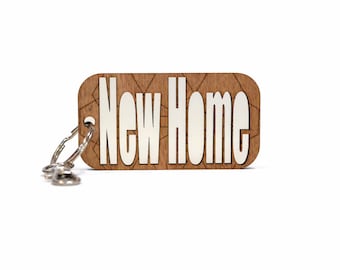 Porte-clés en bois personnalisé NEW HOME - Découpe personnalisée - Porte-clés pour couple