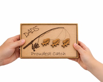 Plaque de pêche en bois personnalisée - La plus grande fierté de votre père pour la famille
