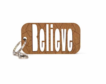 Porte-clés BELIEVE en bois personnalisé - Découpe personnalisée - Porte-clés pour couple