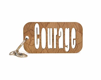 Porte-clés COURAGE en bois personnalisé - Découpe personnalisée - Porte-clés pour couple