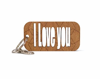 Porte-clés en bois personnalisé I LOVE YOU - Découpe personnalisée - Porte-clés pour couple
