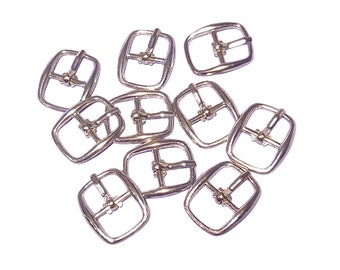 10pcs 12mm 1/2 Inch Pin Buckles, Silver Color Strap Buckles, Metal Center Bar Buckle