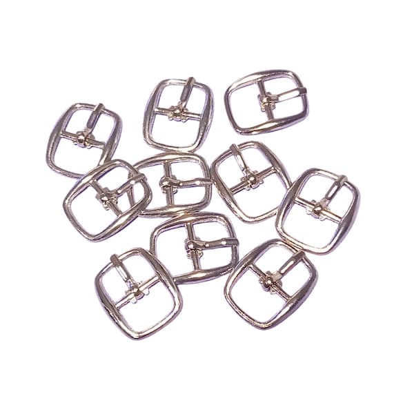 10pcs 12mm 1/2 Inch Pin Buckles, Silver Color Strap Buckles, Metal Center Bar Buckle