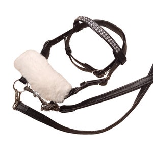 Snaffle Bridle with Fur for Hobby Horse, Single Bridle + Reins for a Stick Horse, Hobby Horse Tack