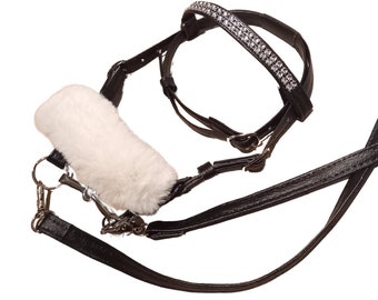 Snaffle Bridle with Fur for Hobby Horse, Single Bridle + Reins for a Stick Horse, Hobby Horse Tack