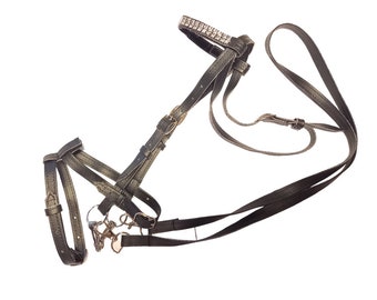 English Bridle + Reins for Hobby Horse, Tack Set for Hobbyhorse, Removable Browband and Noseband