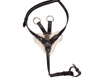 Martingala acolchada y pechera para brida de caballito de juguete, Martingala de carrera con mosquetones para caballito de palo, Accesorios para caballitos de juguete