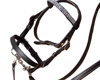 Trenshoofdstel + teugels voor hobbypaard, basis enkel hoofdstel voor stokpaardje, afneembare frontriem, hobbypaardtack