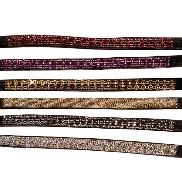 Browband for Hobby Horse Bridle with Different Color Rhinestones and Ribbons, Removable Model