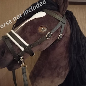 Dressage Bridle + Reins for Hobby Horse, Hobbyhorse Bridle with Flash Noseband and Padding, Removable Browband image 3