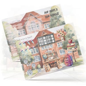Einschulung 6-Seitige Klappkarte Spar Challenge für Umschlagmethode - Sparspiel passend zu A6 Binder