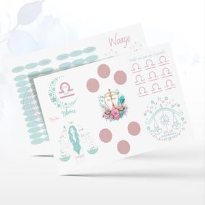Sternzeichen 6-Seitige Klappkarte - Spar Challenge für Umschlagmethode - Sparspiel passend zu A6 Binder