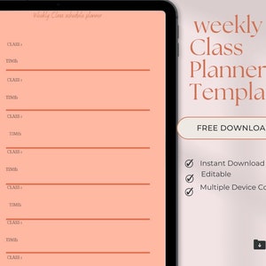 Weekly Class Planner Template Student Planner 2025 Schedule