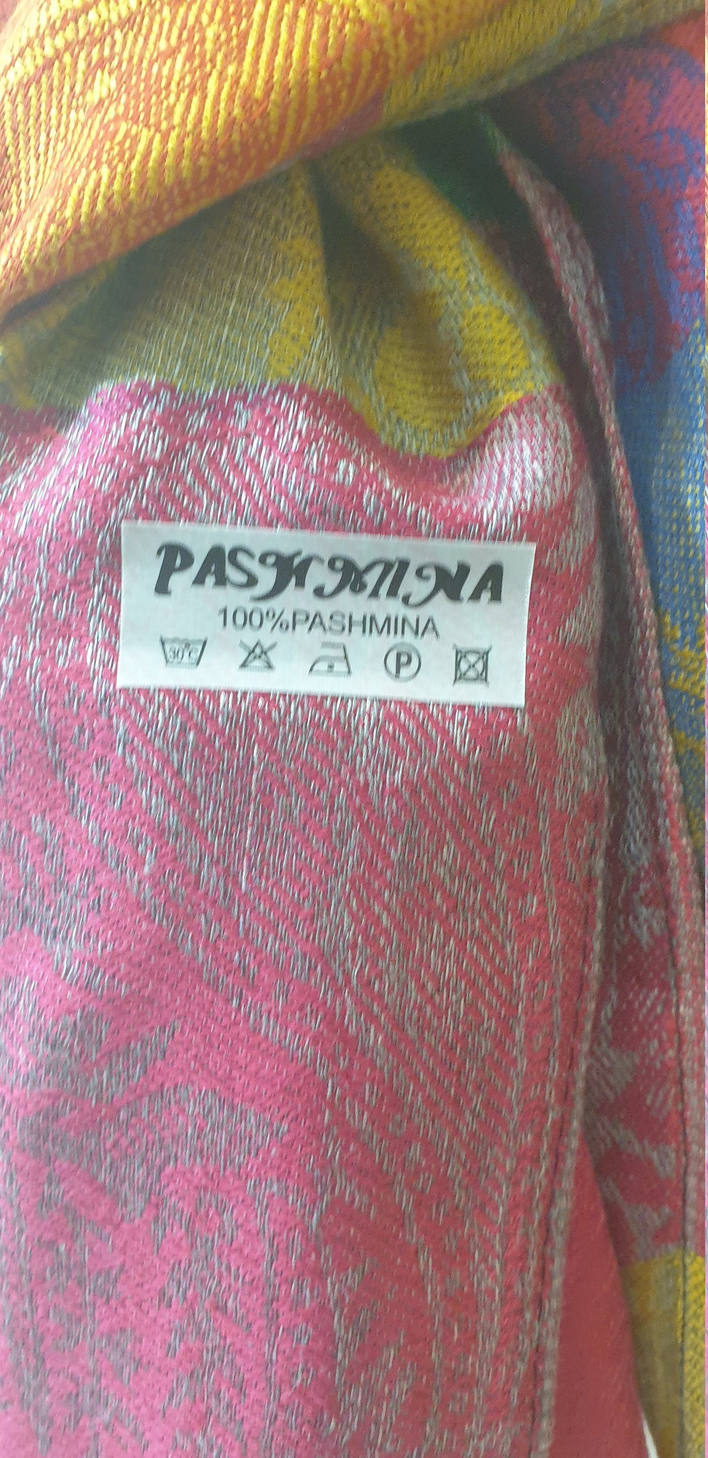 Womens Multicoloured 100 Pashmina Scarf Etsy